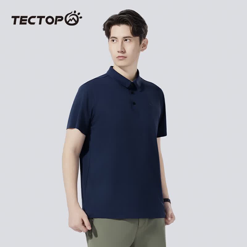 探拓(TECTOP)户外速干短袖POLO衫男春夏透气弹力运动吸汗打底衫商务休闲T恤男 碧城色【polo衫T恤 S