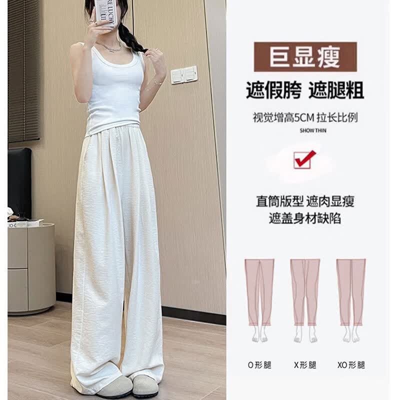 俞兆林奶芙阔腿裤女夏季新款小个子高腰垂感慵懒山本裤冰丝薄款休闲裤 白色 【凉感轻薄巨抗皱】 S 【推荐80-95斤】