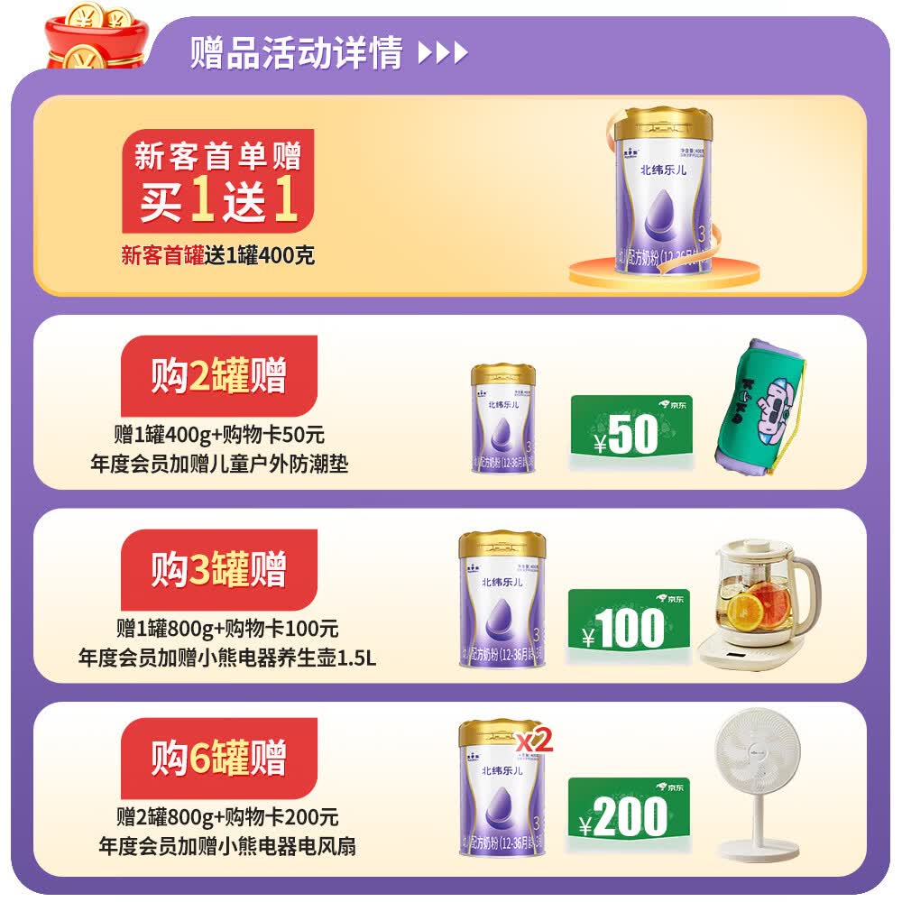 太子乐(Taizile)北纬乐儿较大婴儿配方奶粉 2段800g/罐【新客首罐赠1罐400g】 2段 【新客首罐1赠1罐400g】 800g 1罐