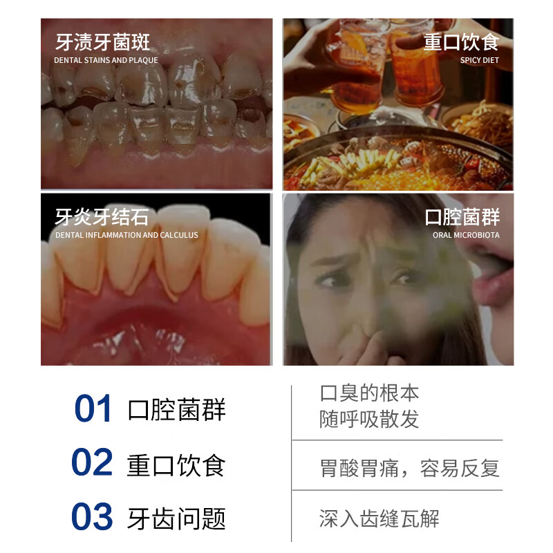斯诺舟医用级抑菌率幽门螺杆菌口腔抑菌膏专用牙:膏清新口气去口臭 【深层去幽100g】三支周期装