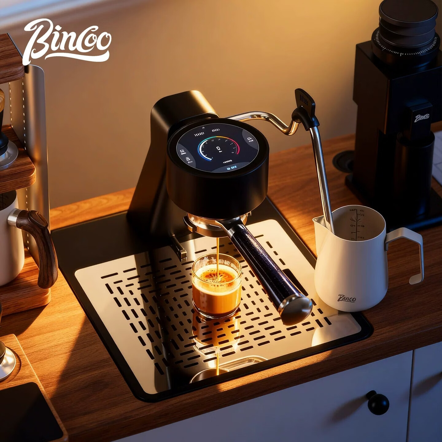 BincooS2Pro开拓者意式半自动咖啡机冷热双萃家用小型触屏咖啡机 极夜黑-S2 Pro 开拓者咖啡机