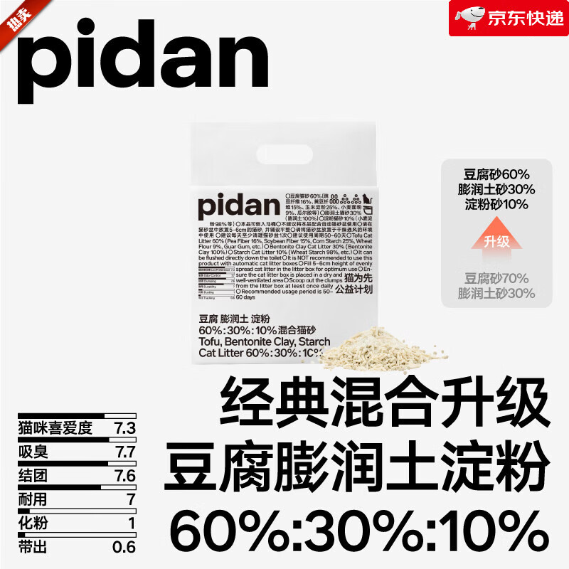 pidan猫砂混合猫砂豆腐膨润土混合砂2.4kg豆腐砂低尘吸臭 【新升级经典款混合砂】1包2.4kg