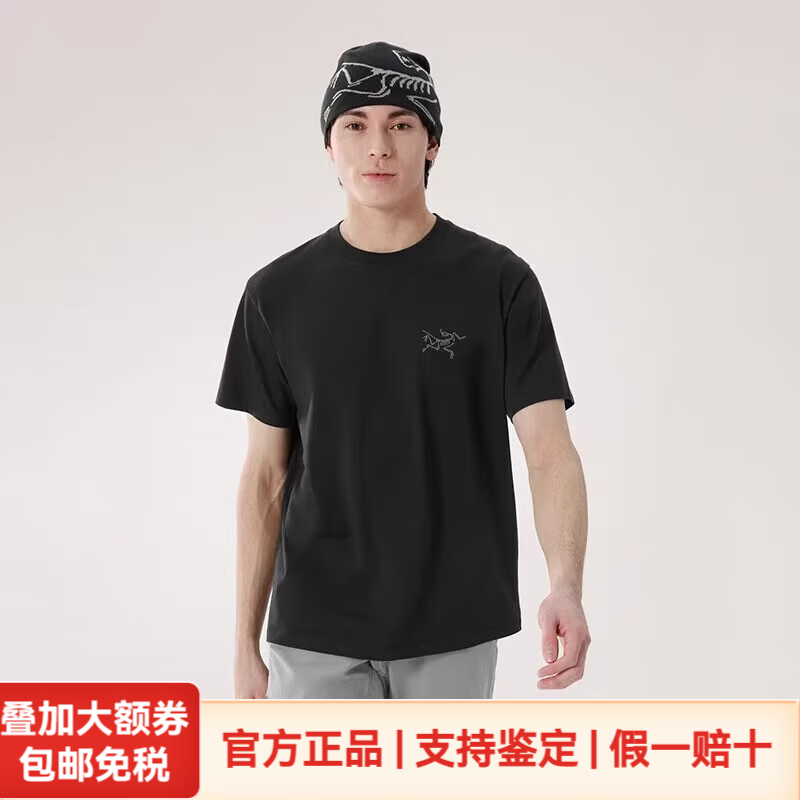始祖鸟（ARC'TERYX）t恤男Kragg SL印花户外运动休闲透气棉舒适吸湿排汗圆领短袖25款 黑色 L