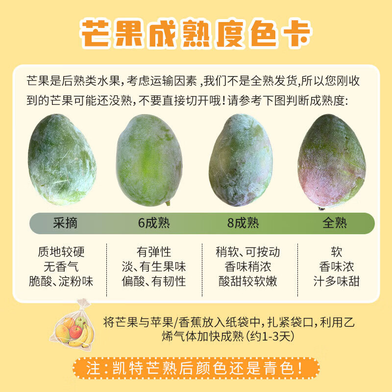 译优农四川攀枝花凯特芒特大芒果 新鲜水果当季青皮超甜芒果 源头直发 9斤果王 单果1.2斤起 【当天现摘速发】