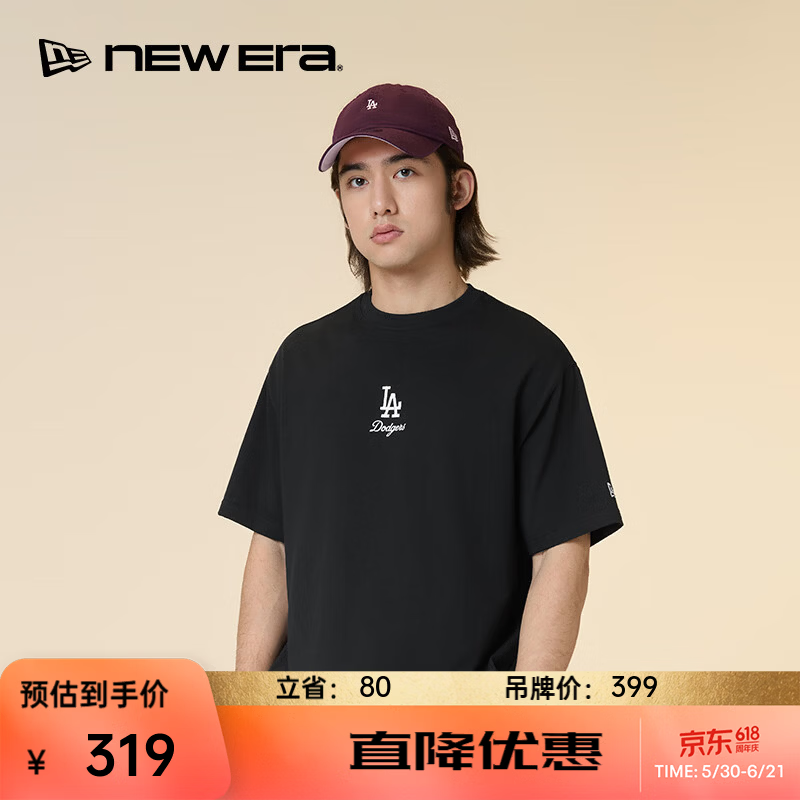 NEW ERA纽亦华26新款MLB短袖T恤宽松街头时尚潮流男女同款 15040877-黑色/洛杉矶道奇队 M