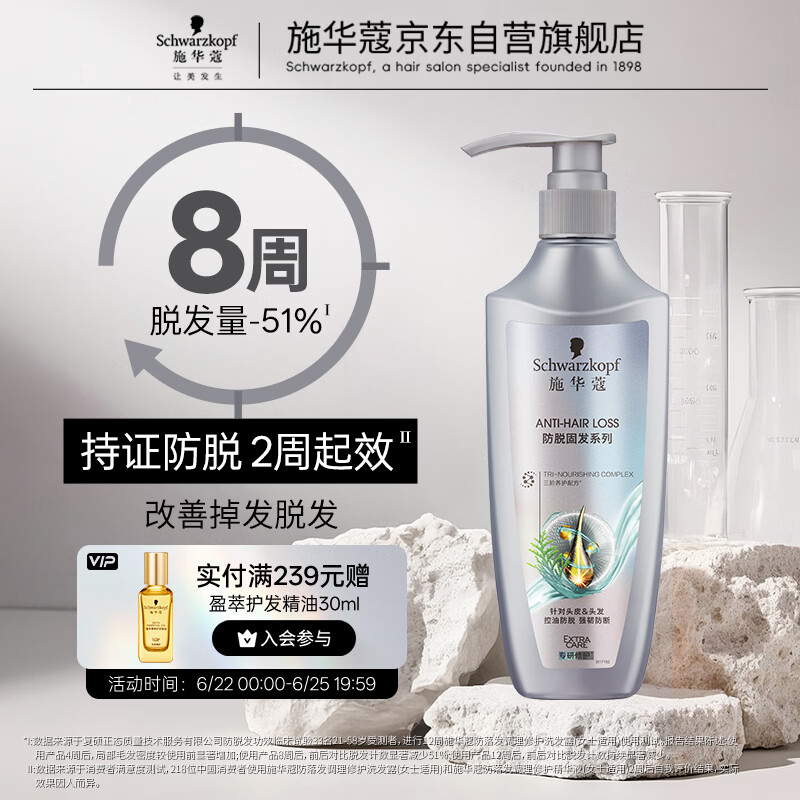 施华蔻（Schwarzkopf）防脱固发护根控油柔顺洗发水600ml(无硅油 蓬松 防掉发 男女)