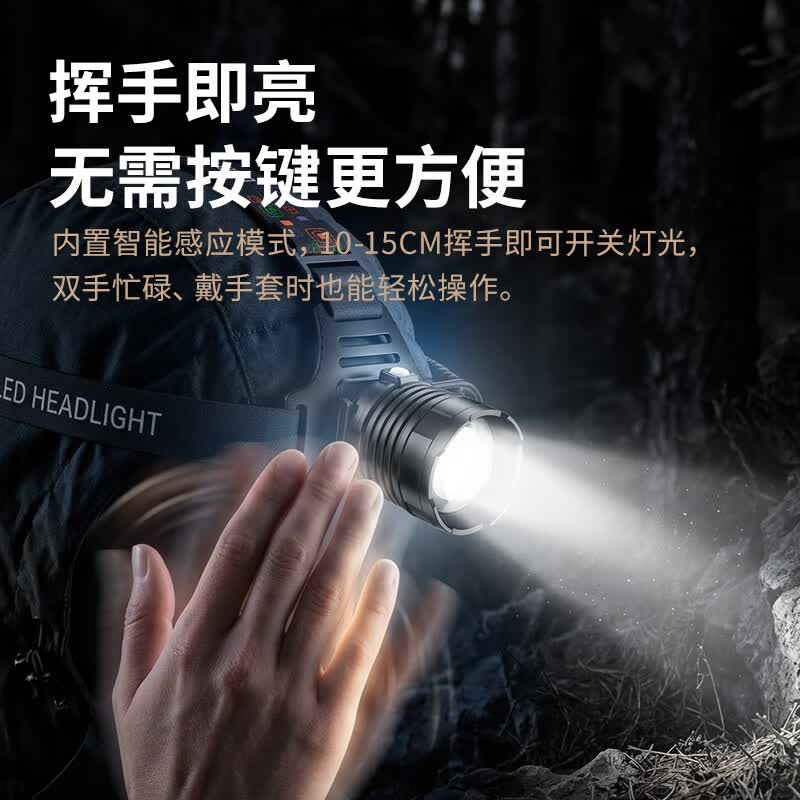 天火头灯3095强光超亮超长续航充电头戴式抓知了猴工地矿夜钓户外赶海 【夜钓专用】3095强光镭射炮丨1700高流明爆亮 7500毫安丨白灯芯高亮头灯