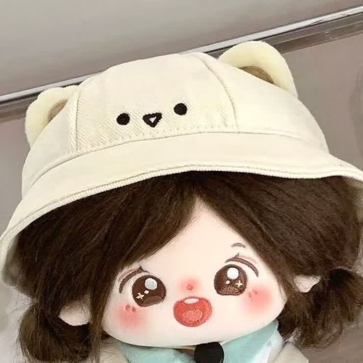 尤柯新品20cm娃衣棉花娃娃娃可爱衣服露营小猫可爱公仔换装玩偶 露营小猫单独帽子