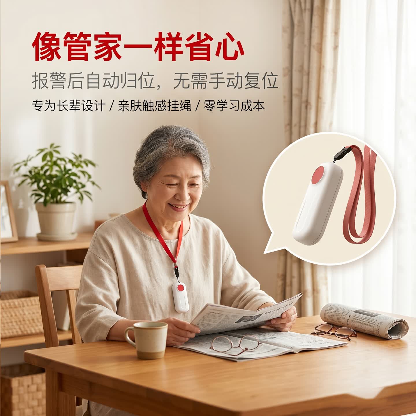 独居老人远程呼救器sos紧急呼叫器一键呼叫按钮手机远程报警器 【手机通知+报警定位+可挂戴】挂绳按钮+免3年流量费