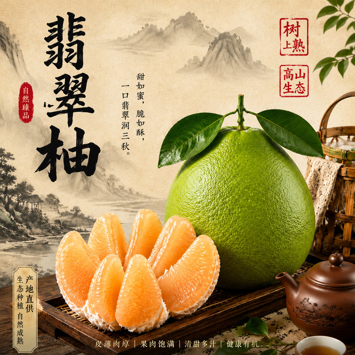 京觅精品翡翠柚红心柚大果2个净重4斤+青柚柚子送礼源头直发