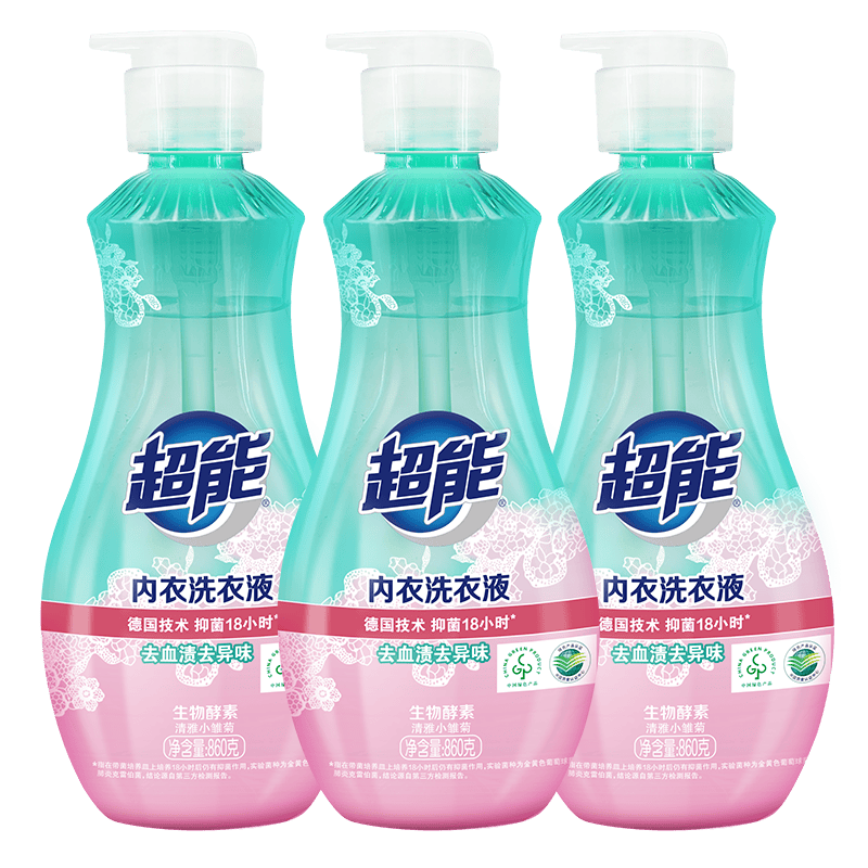 超能 内衣洗衣液5.16斤（860g*3瓶） 清新祛异味 内衣内裤洗 内衣净