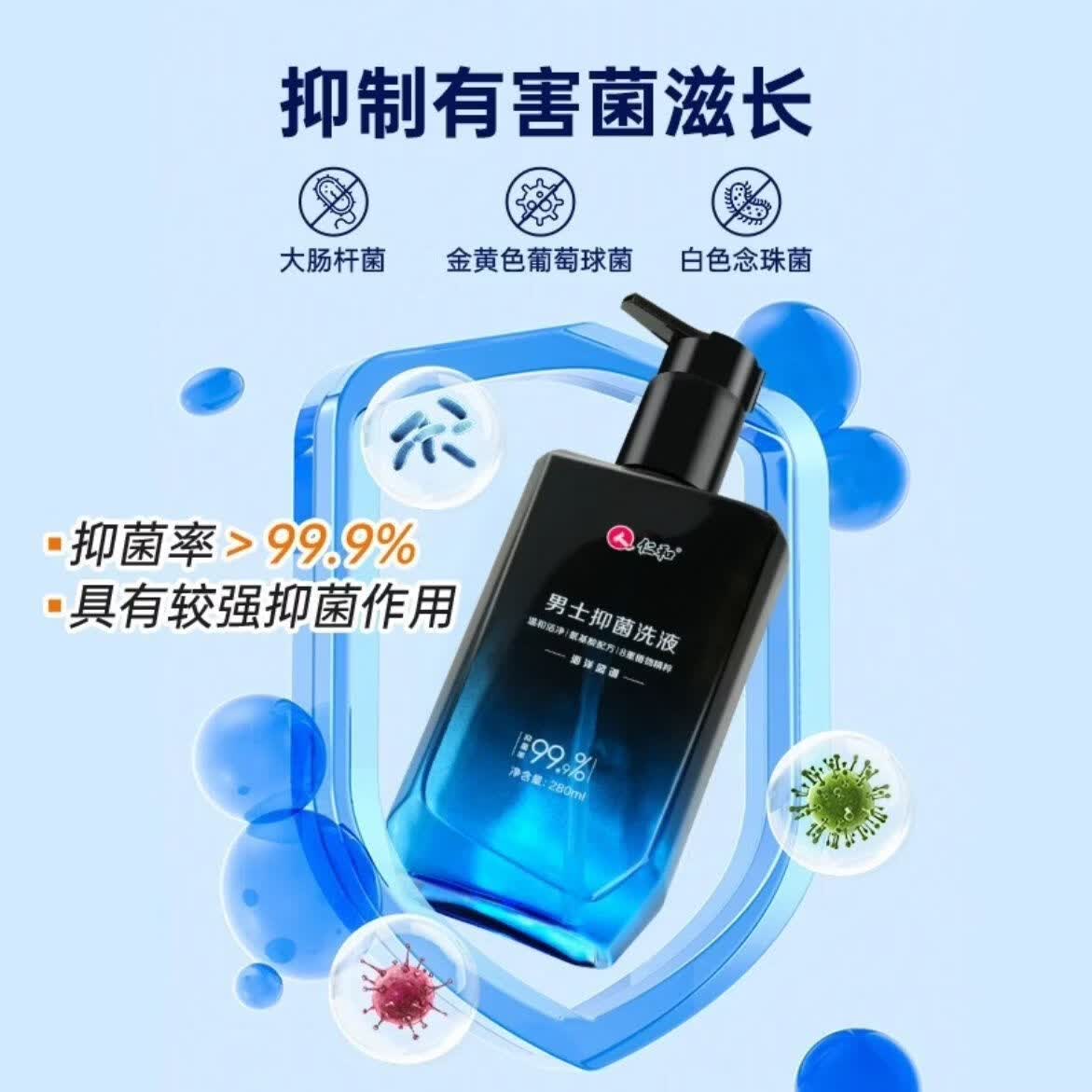 仁和男士私处洗液日常清洗剂专用抗菌抑菌沐浴露男款护理液清洁 仁和男士抑菌私处洗液280ml*1瓶