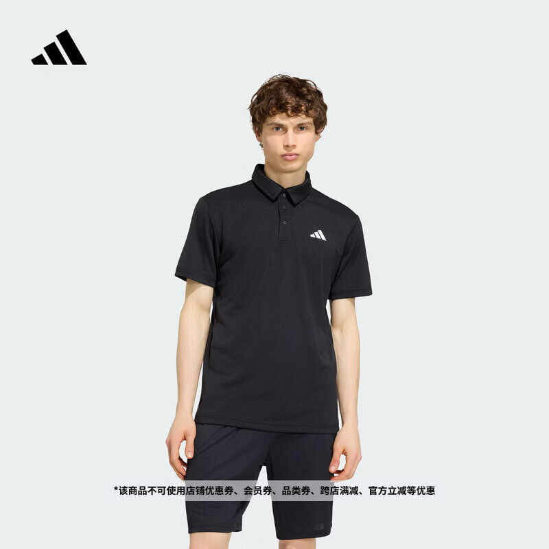 adidas网球运动翻领短袖POLO衫男装春夏新款阿迪达斯官方   黑色（推荐选大一码)   L