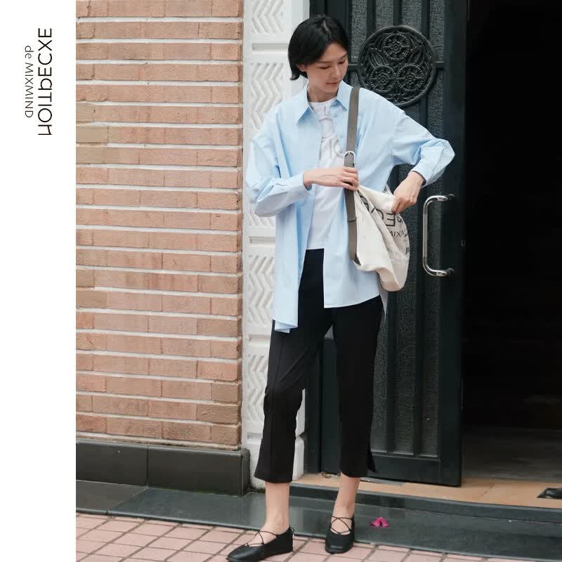 例外（EXCEPTION）女装新款简约百搭修身亲肤卡普里裤女 黑色 M