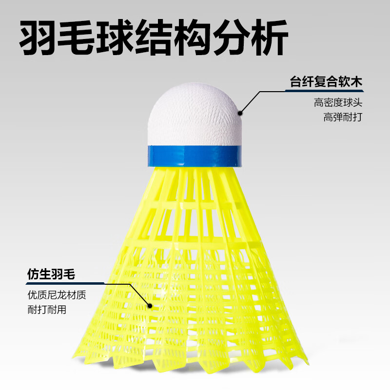 得力（deli）安格耐特尼龙羽毛球初学者耐打稳定飞行儿童塑料室内外比赛训练球 耐用【尼龙羽毛球】黄色3个/ 1筒