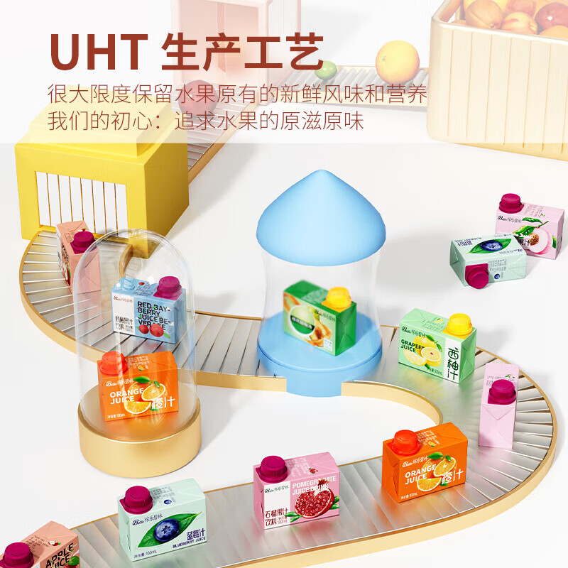 碧林苹果汁饮料100ml*6盒纯果汁100%无添加鲜榨浓缩儿童果汁便携整箱 【蓝莓汁】100mL*6盒