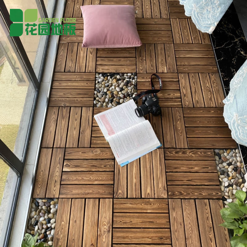 哩嗹啰嗹地板自铺花园改造碳化实木室户外拼露天台别墅 【无漆】木纹