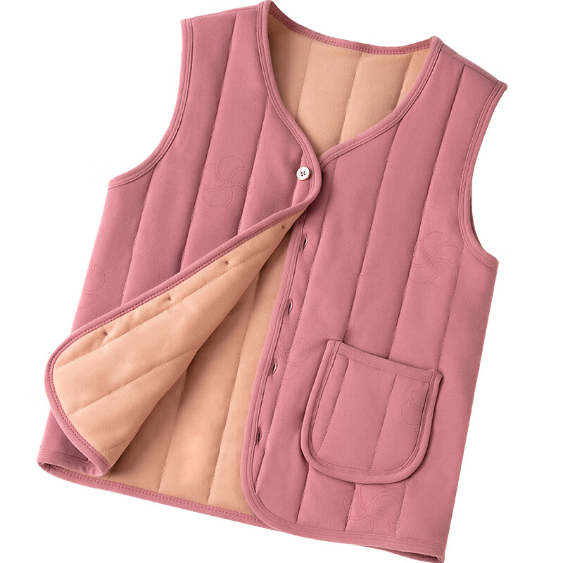 甜蜜邂逅羊毛马甲女秋冬加绒加厚保暖背心可外穿短款修身大码坎肩 藕粉背心女 3XL(150-170斤)