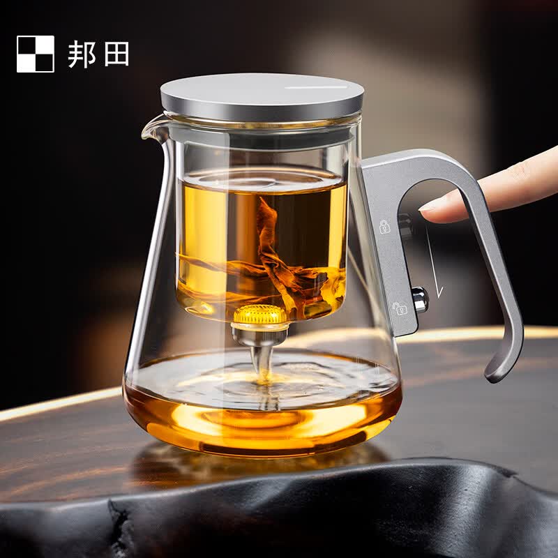 邦田(Bonston)全玻璃内胆飘逸杯茶水分离玻璃泡茶壶懒人泡茶茶具套装办公家用 单壶银色800ml【新品上市 质保一年】 京东折扣/优惠券