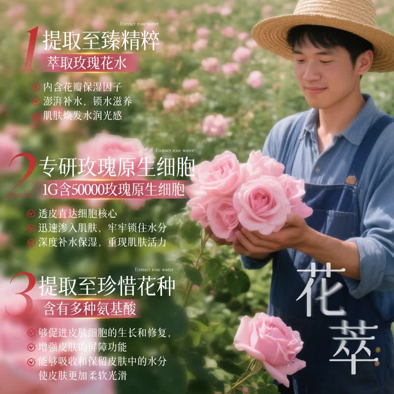 ESCP玫瑰花露补水保湿面膜补水修护肌肤大学生男女补水用 玫瑰面膜*2盒
