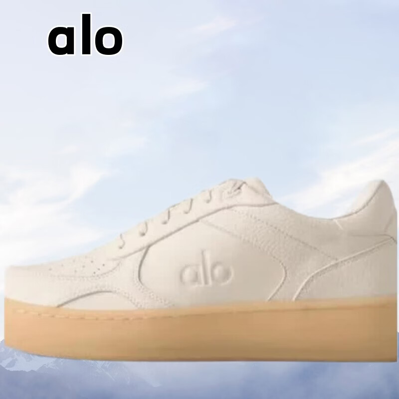 ALO【Jisoo同款】拼色舒适低帮男女休闲鞋运动增高厚底小白鞋子 香槟色 35