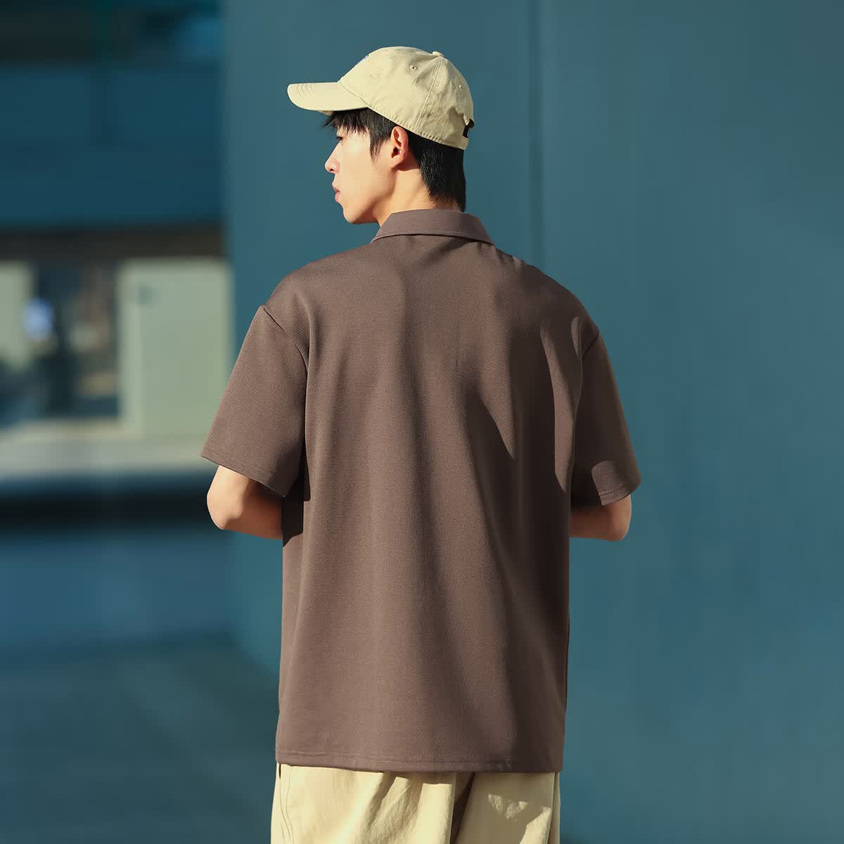 布衣传说翻领短袖polo衫男士宽松短袖t恤休闲上衣服潮 咖色 XL