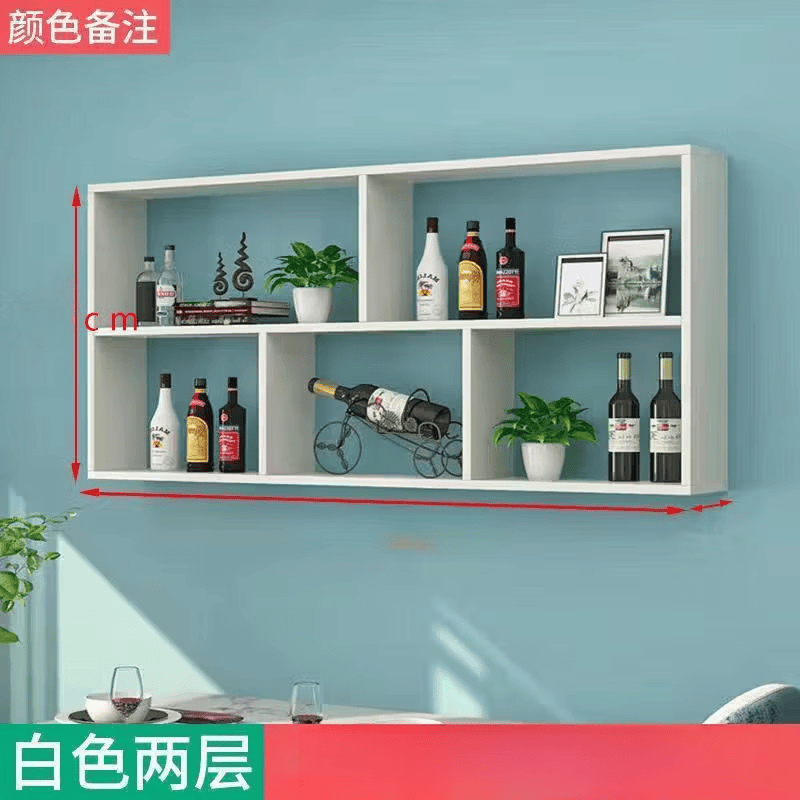 朵貌酒架客厅家用酒柜厨房餐厅墙体置物架墙上展示架多层悬挂 【二层】长120高70深20 浅胡桃【环保板材】