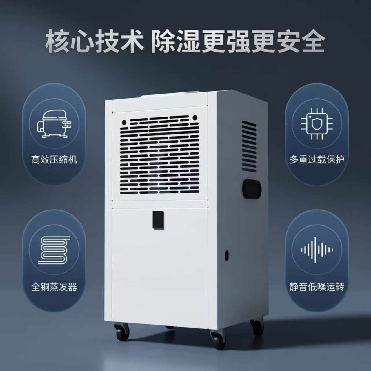 安普阳除湿机抽湿吸湿工业级大功率地下室卧室可定时家用商用仓库车库防潮专用防霉神器 480L/天 >960㎡ 软管直排