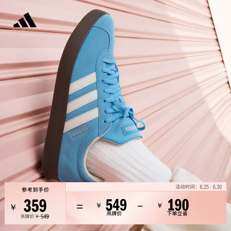 adidas「T头鞋」VL COURT复古休闲板鞋德训鞋男女阿迪达斯轻运动 蓝色/亮白/树脂黄 (推荐女生选小半码)   37  