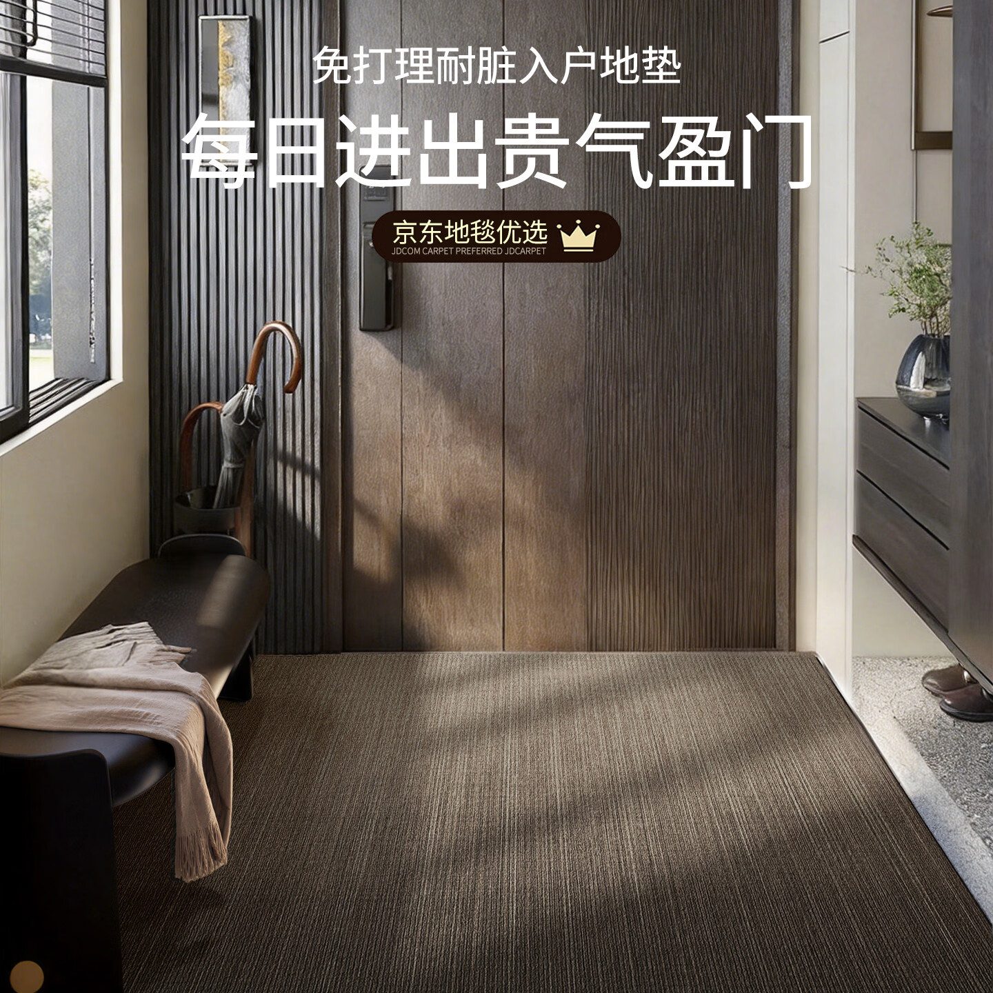 浪莎轻奢门口进门地垫脚垫地毯入户门垫耐脏免洗可裁剪高级感升级新款 铜丝浅序  80X120cm【日本KSK抗菌认证】