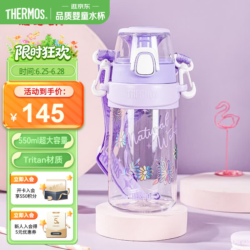 膳魔师（THERMOS）儿童水杯Tritan夏季直饮杯大容量郊游出行杯提手便携运动杯TCSK