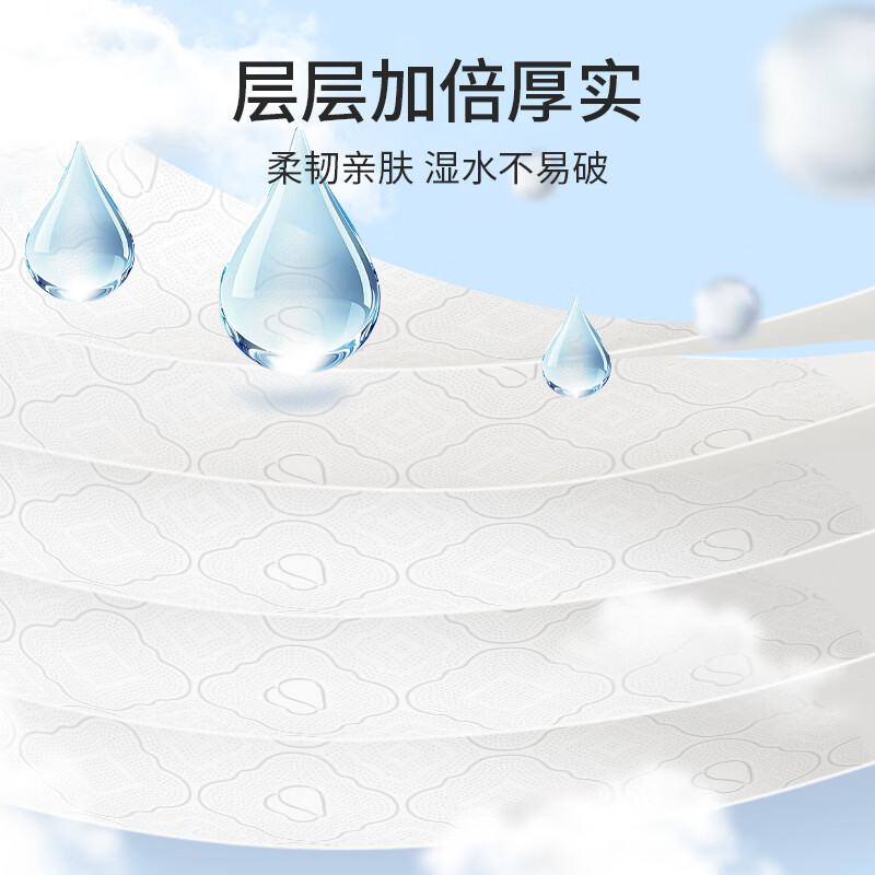 云朵季1500张大包悬挂式抽纸家用纸巾餐巾纸壁挂式卫生纸厕纸可湿水纸抽 【加厚款】5层1500张*2提 图 3