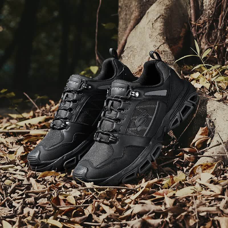 斯凯奇(Skechers)男鞋夏季百搭休闲鞋厚底增高老爹鞋轻便上班运动鞋缓震跑步鞋子男 BBK全黑色 41 (260mm)
