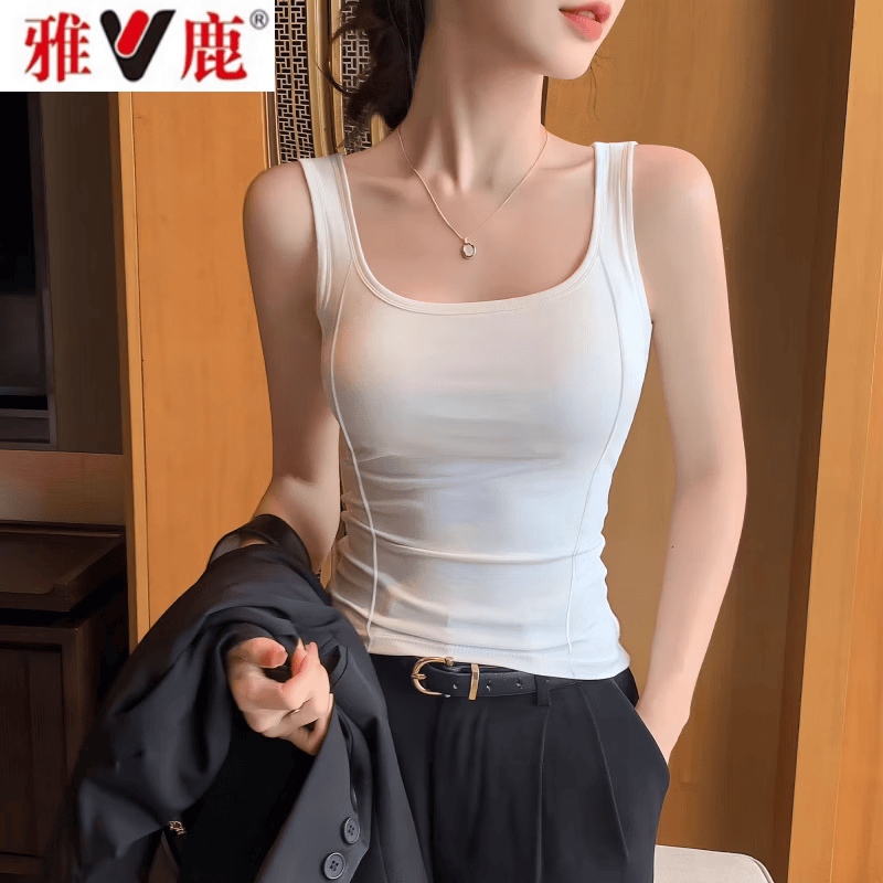 雅鹿2026夏季新款鱼骨吊带背心女美背内搭遮副乳收腰打底外穿无袖上衣 灰色【无胸垫款】一件 L 建议体重【110-120斤】