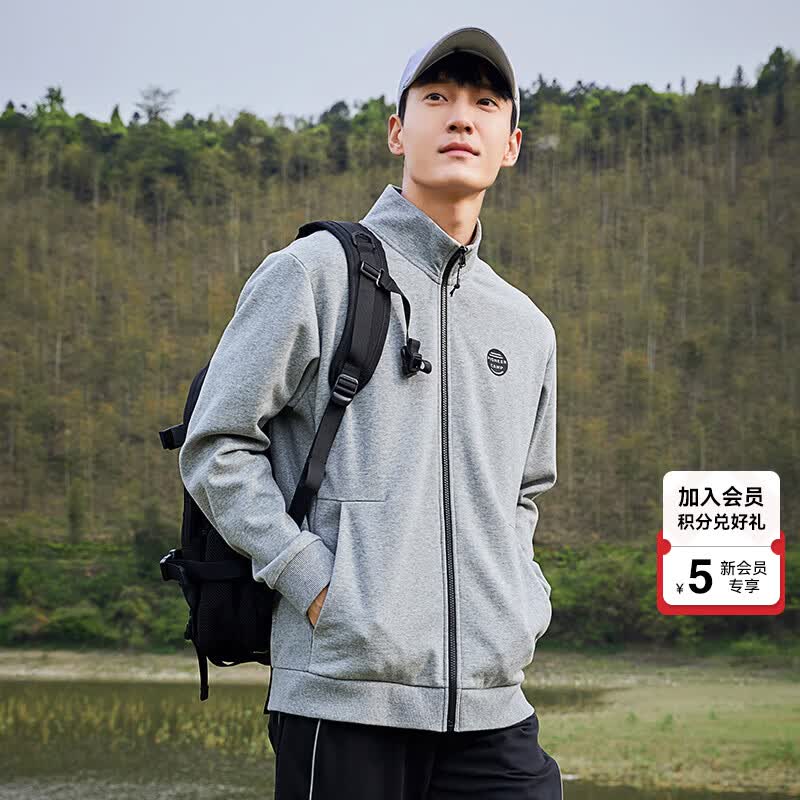 拓路者（Pioneer Camp）春秋季新款男士夹克外套立领纯色商务休闲茄克衫中年青年男装宽松 灰色 L