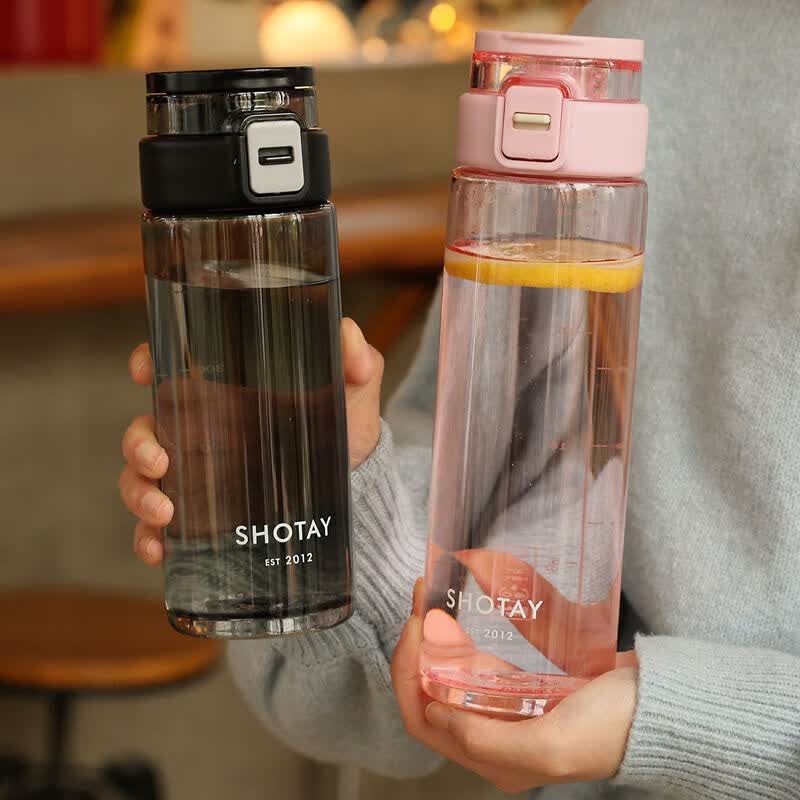 溥畔tritan水杯男生高颜值塑料耐高温运动女骑行便携防摔夏天泡茶杯子 米白700ML+进口Tritan送杯刷+贴纸