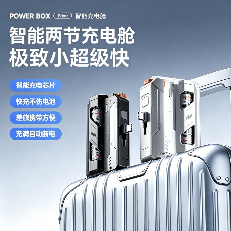 酷瓦佳【国家3C安全认证】2026年升级版胶囊充电宝快充超大容量战术机甲换电弹夹可换电池便携小巧 Lightning 苹果8-14 黑色10000毫安带2节智能充电仓