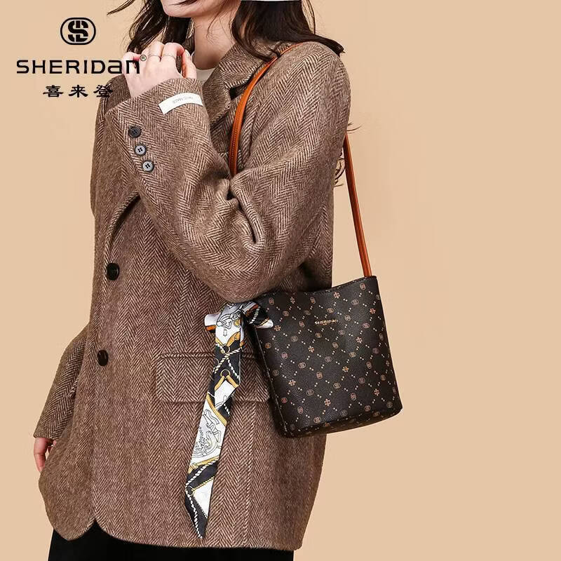喜来登(SHERIDAN)包包 丝巾水桶包 女包轻奢单肩包斜挎包托特包七夕情人节礼物 NL260302S