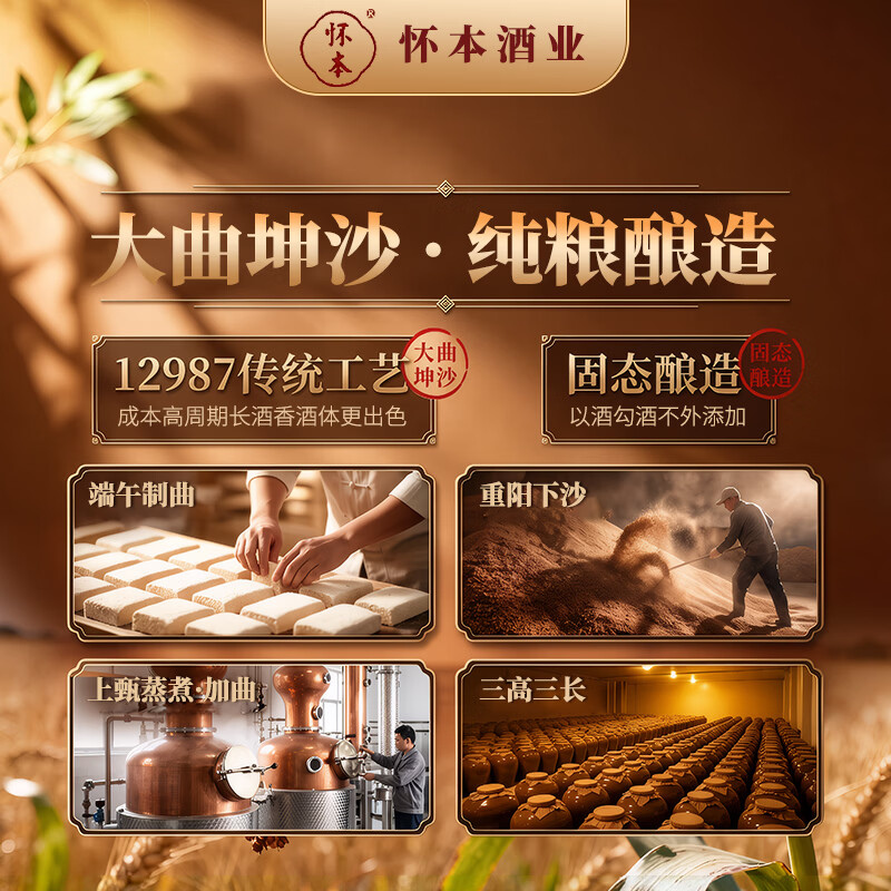 车间原酒 经典1958年怀本国营老厂原瓶 口粮酒 纯酿53度酱香型白酒 53度 500mL 6瓶 【原箱发货】
