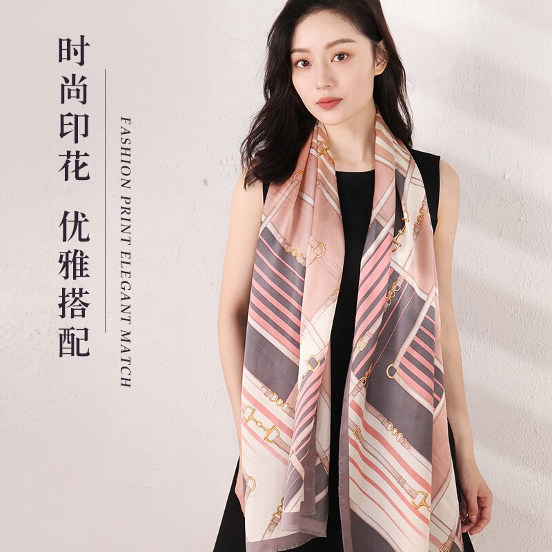 杭丝路真丝丝巾女高档缎面围巾防晒披肩桑蚕丝杭州丝绸母亲节礼物送