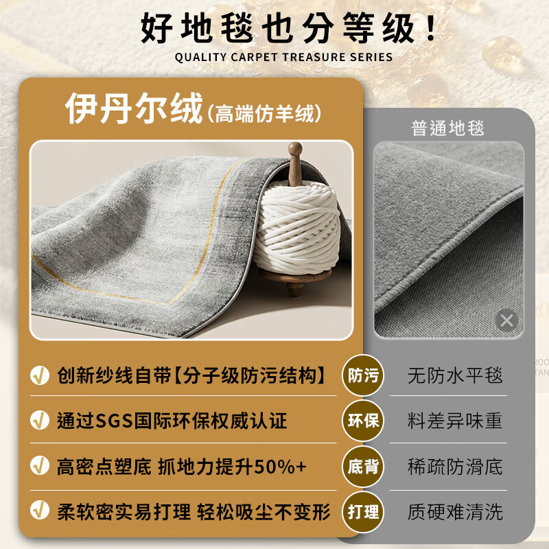 古怡复古风地毯客厅2026新款法式加厚轻奢免洗可擦防水防污大面积地垫 繁华织锦【抗污仿羊绒】 80cm*160cm 【舒适触感】
