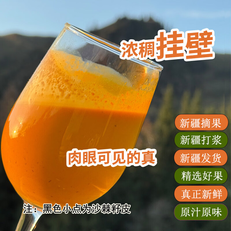 远古戈壁新疆产地直发NFC鲜榨沙棘原浆500克纯沙棘果汁含油籽黄酮VC 【新疆直发】沙棘原浆500克一袋
