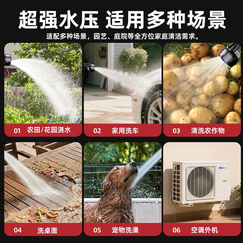雷驰豹无线洗车机高压水枪家用清洗神器大功率充锂电池强力增压2026新款 【德国增压升级版】48V长续航/7500mAh/2电1充10米水管/收纳箱 【2026全新升级】光学脉冲增压大一秒洗净