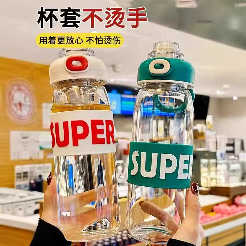 JCZS吨玻吨璃杯大容量泡茶女高颜值茶水分离2025新款带盖茶隔 【特厚玻璃】620ml白色+带茶隔/加厚