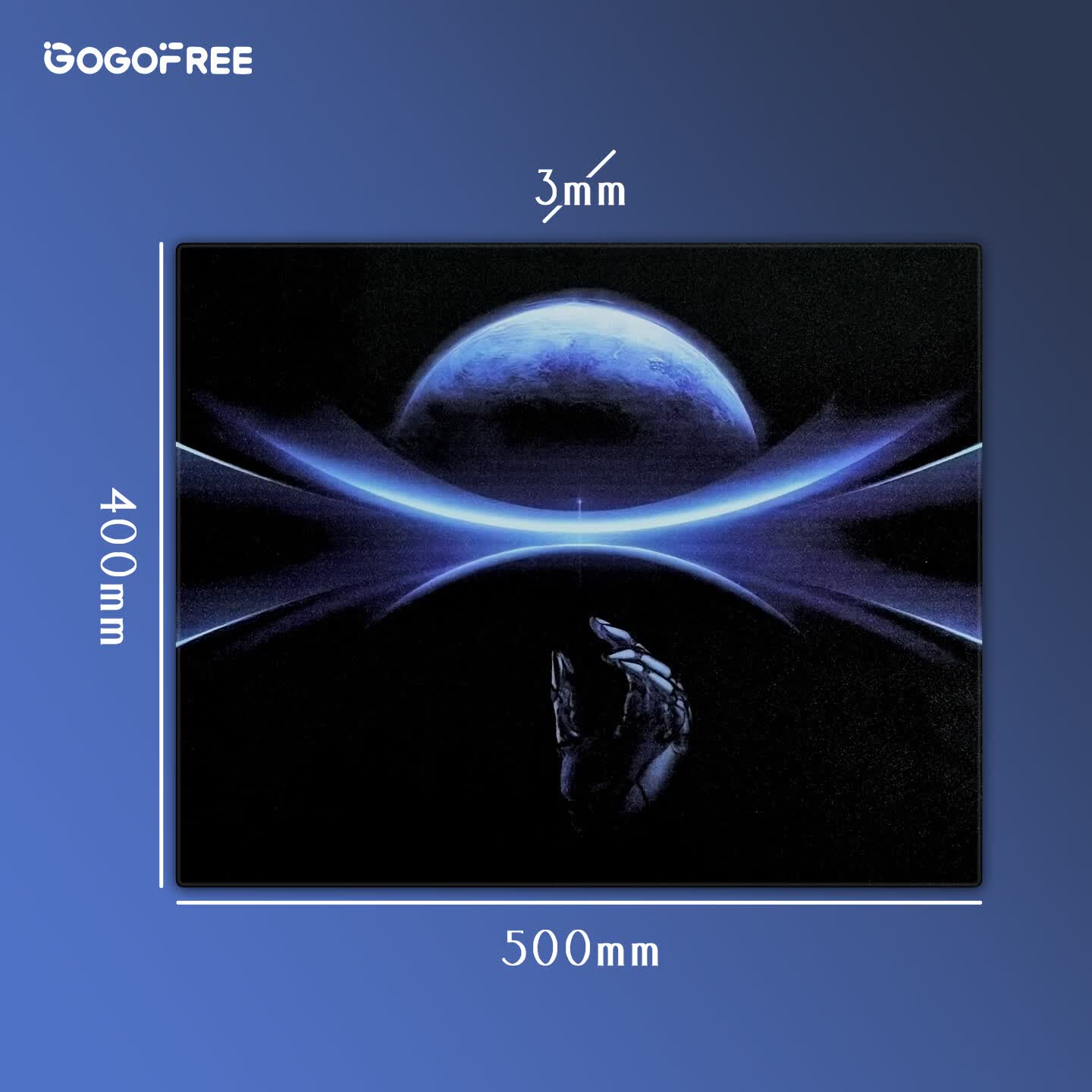 GOGOFREE玻璃鼠标垫电竞游戏专用薄款适用瓦csgo三角洲ow全覆盖硅胶底胶电脑桌垫 手指【400*500】