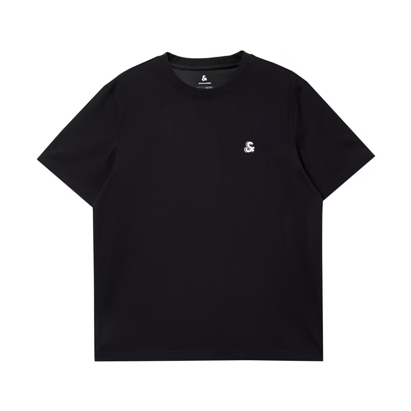 杰克·琼斯(JACK&JONES)26年男装新款【凉感】短袖T恤男士简约纯色透气打底耐洗半袖 E43纯黑色 常规 第二批 XXS (160)
