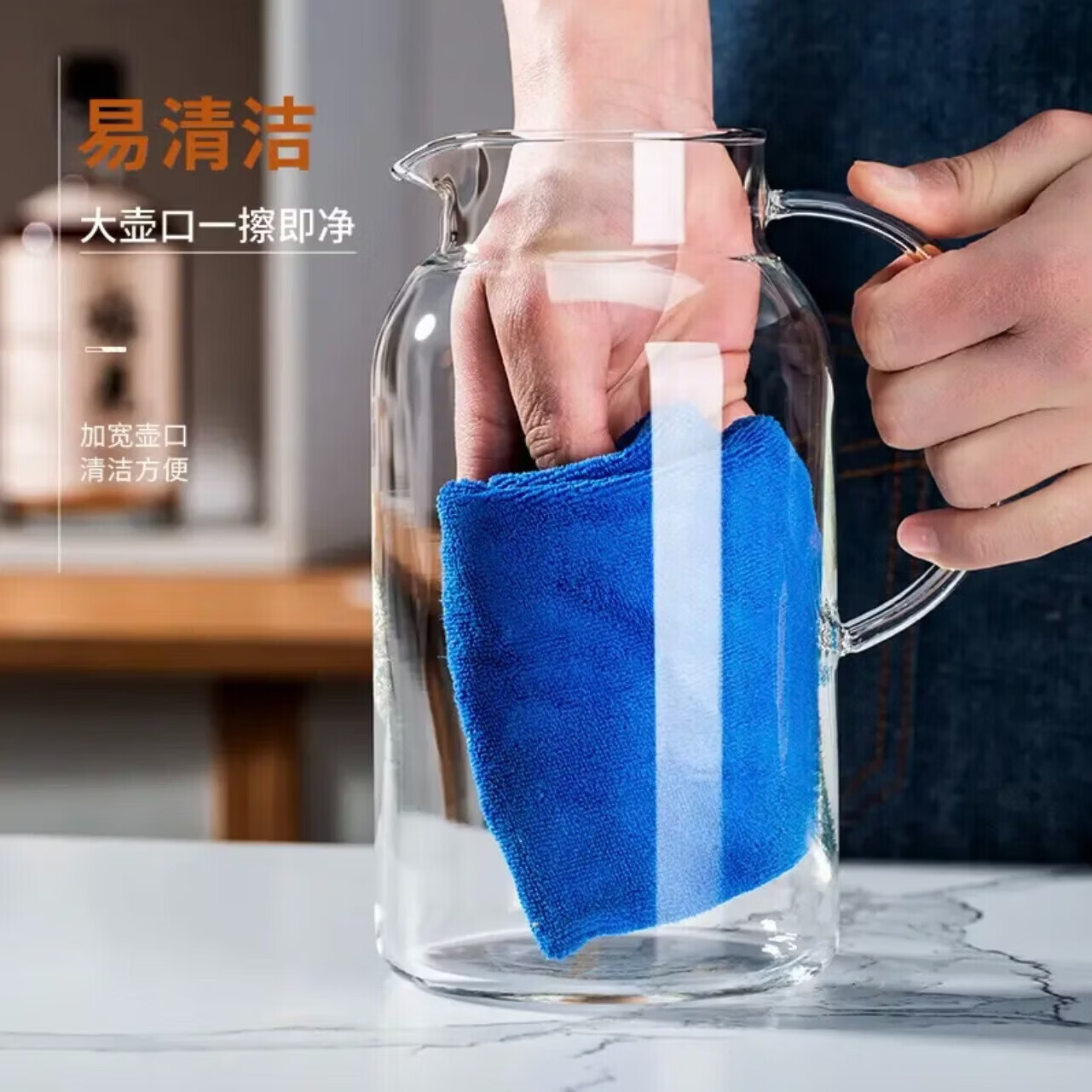 复古凉白开水杯扎壶家用冷水壶玻璃凉水壶瓶大容量耐高温泡茶茶壶 透明凉水壶1.8L