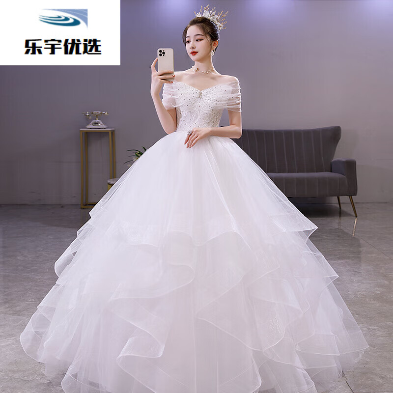 主婚纱感法式宫廷公主风森系简约出门轻纱漂亮的1 齐地婚纱没有配件 s