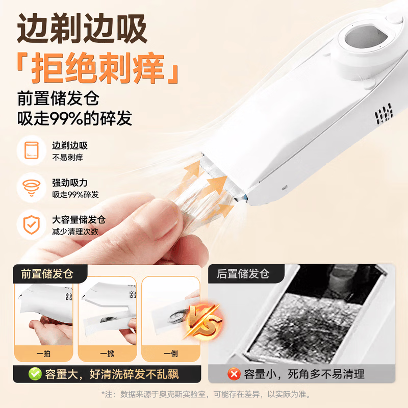 RASW【德国】婴儿理发器超静音自动吸发0-3岁不伤头皮宝宝专用剃胎毛专用新生儿童剃发神器家用充电式 【珍珠白】 【5倍吸力款丨婴儿级不卡发】 宝宝专用理发器5倍吸力静音不卡发