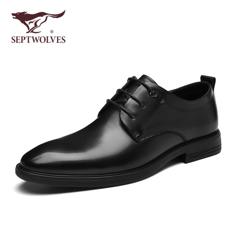 七匹狼(SEPTWOLVES)皮鞋男2026新款夏季休闲鞋款潮流百搭软底舒适通勤真皮皮鞋 黑色冲孔 44